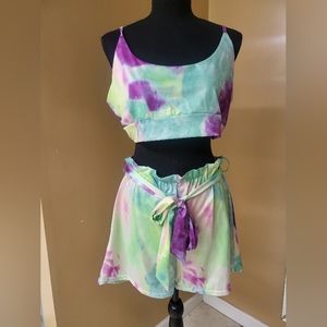 Tie dye two piece short set new